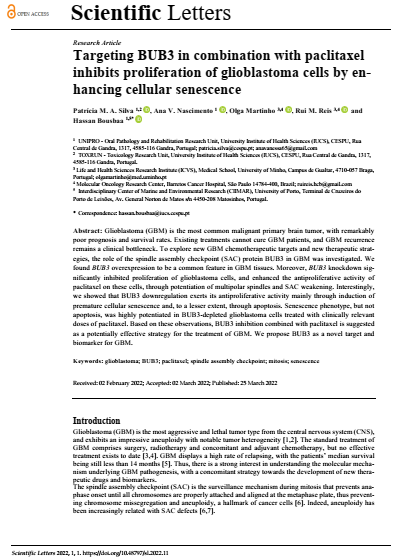 BUB3 enhances glioblastoma cell senescence